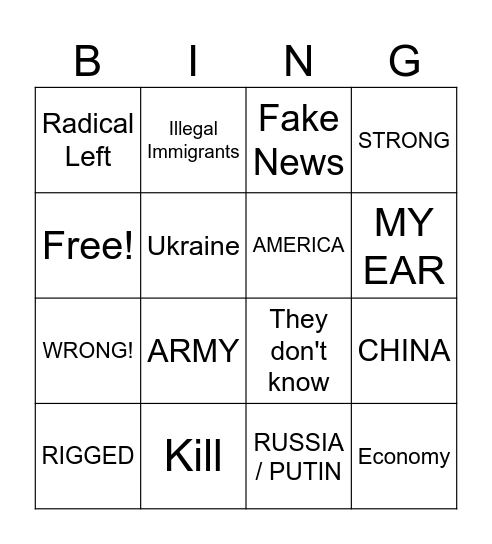 Trump X Elon Musk Bingo Card