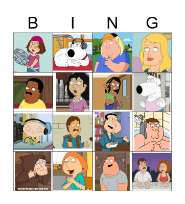 family guy bingo Card