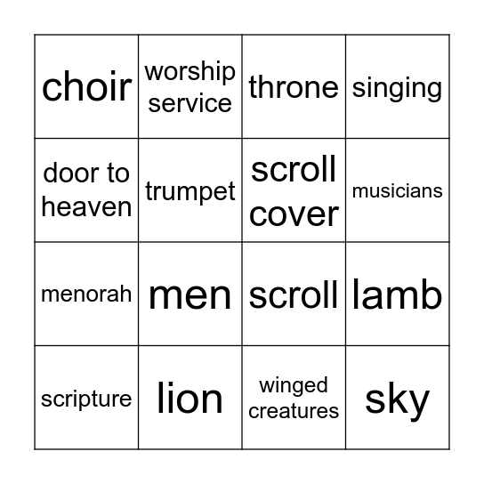 Lion and Lamb Bingo Card