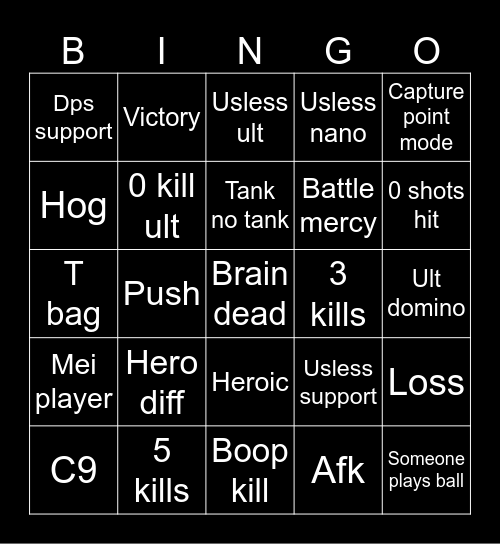 Overwatch Bingo Card