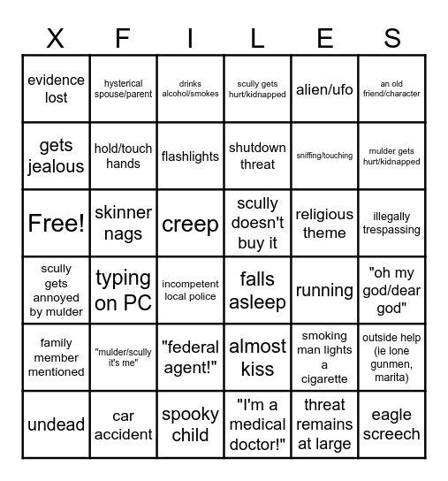 X-Files Bingo Card