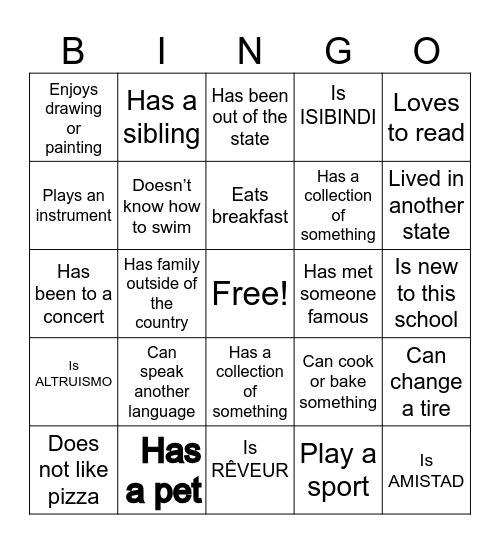 Human Bingo Card