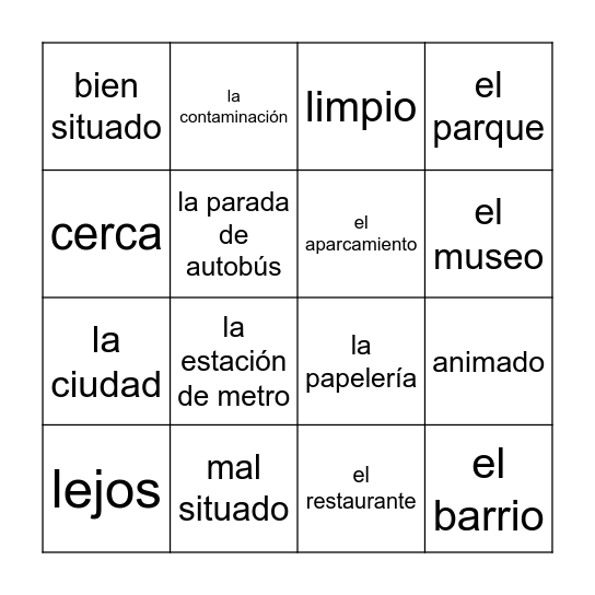 LA CIUDAD Bingo Card