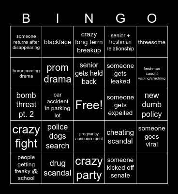 Senior Bingo Card