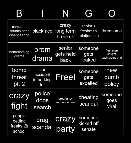 Senior Bingo Card