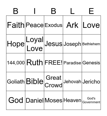 Bible Bingo Card