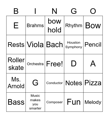 beginning string bingo Card