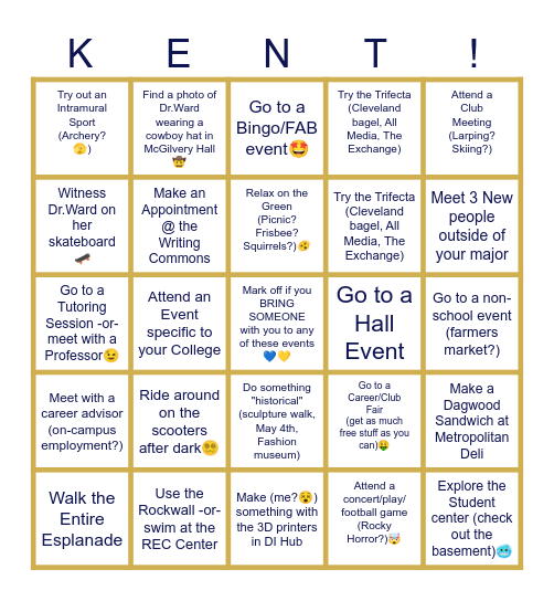 Kent State Involvement Bingo! Bingo Card