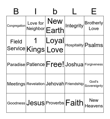 Bible Bingo Card