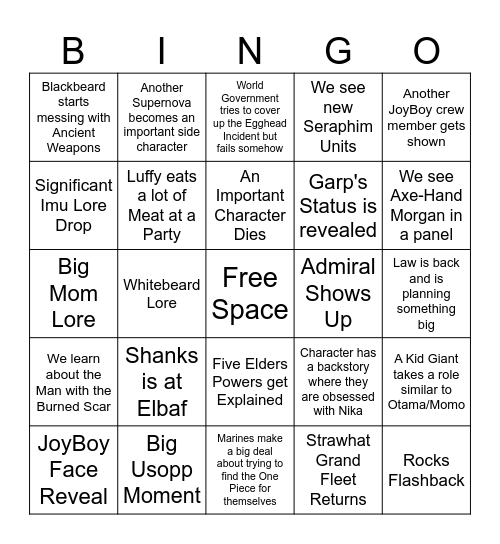 Elbaf Bingo Card