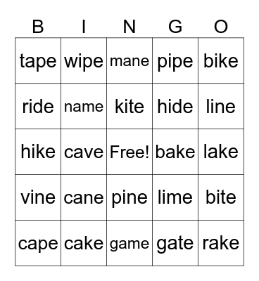 M&P Smart Phonics 3 1-4 Bingo Card