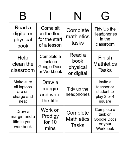 LB Bingo Card