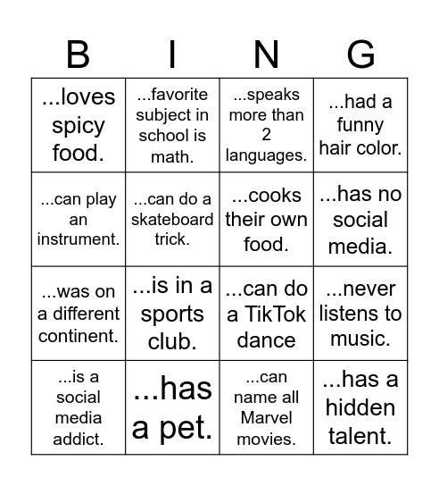 lo Bingo Card