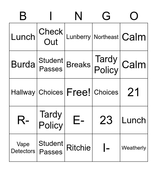 Rocket Bingo Card