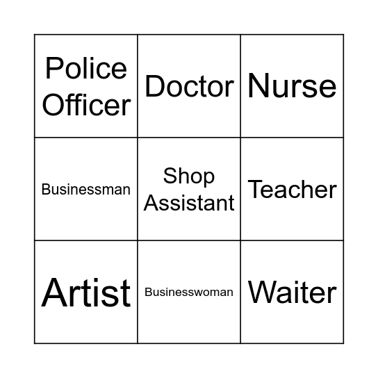 Jobs Bingo Card