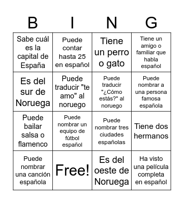 Bingo Humano Bingo Card