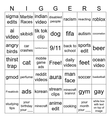 Instagram Bingo Card