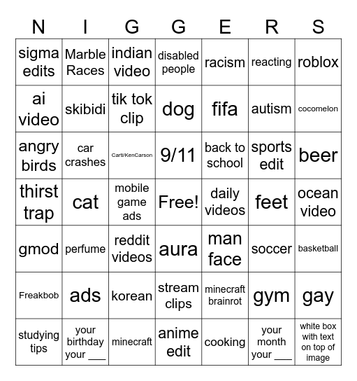 Instagram Bingo Card