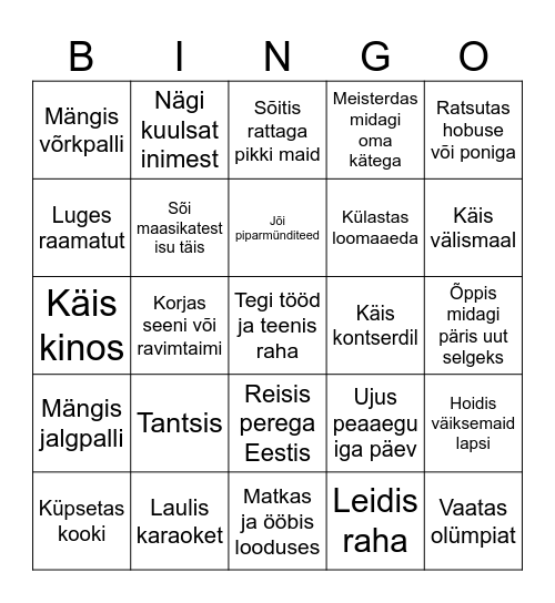 6. D suve-BINGO Card