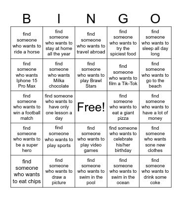 Find someone who likes... Bingo Card