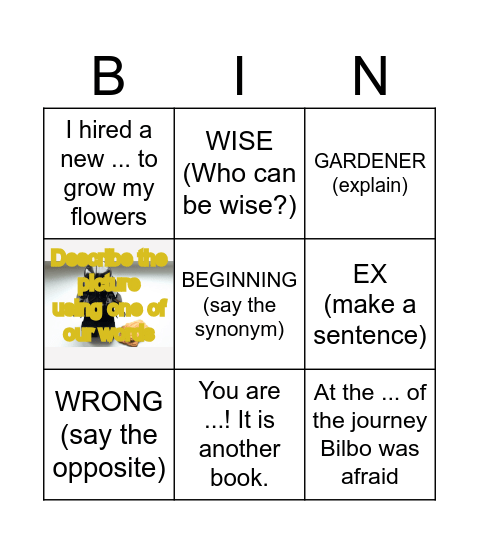 Words Bingo Card