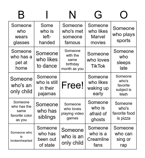 Human Bingo Card