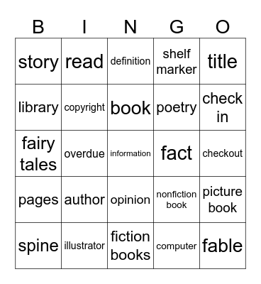 LIBRARY WORDS Bingo Card