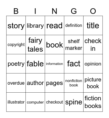 LIBRARY WORDS Bingo Card