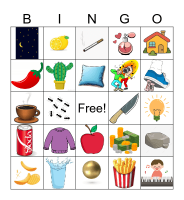 Sensory Bingo Card