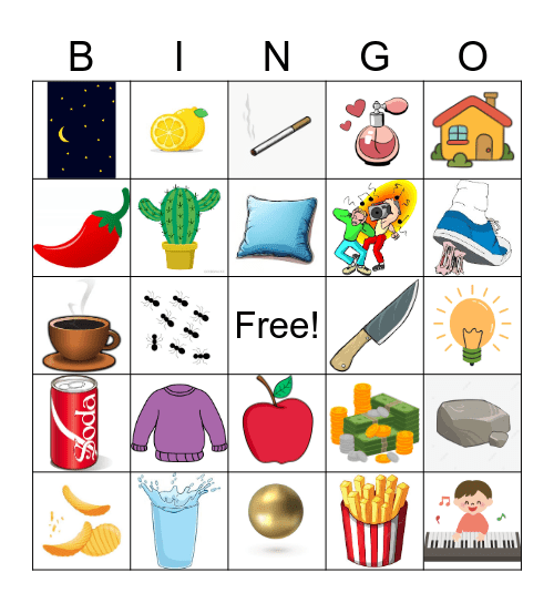 Sensory Bingo Card