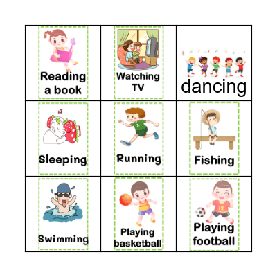 Hobbies Bingo Card