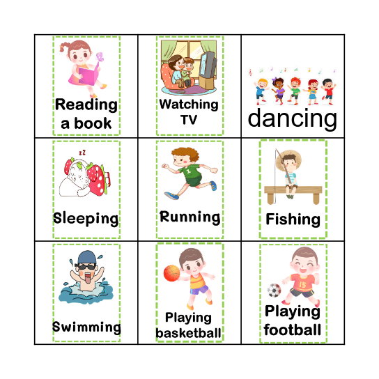 Hobbies Bingo Card