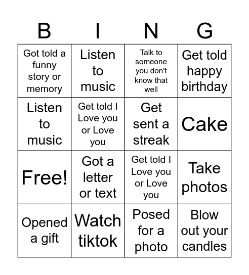 Birthday Bingo ❤️ Bingo Card