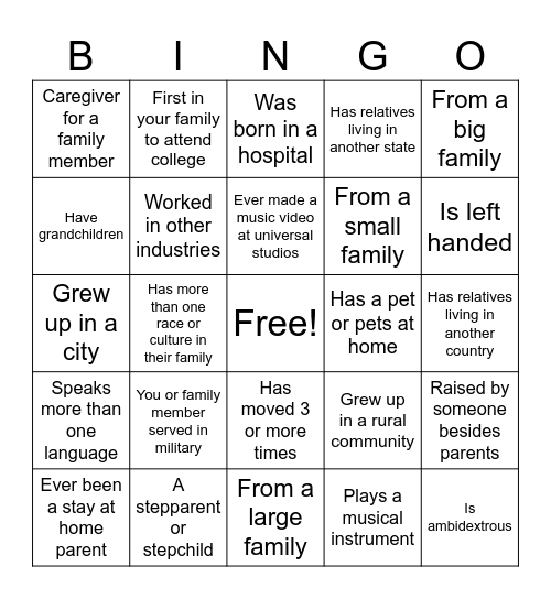 DEI BINGO Card