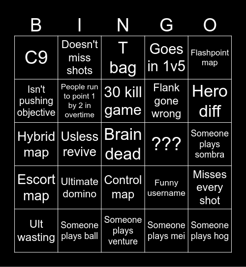 Overwatch Bingo Card