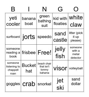 Beach Party Bingo! Bingo Card