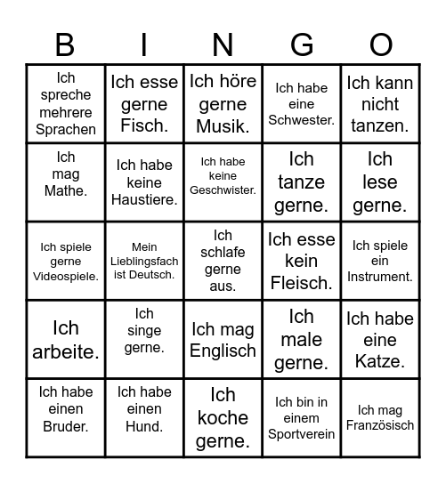 Kennenlernen BINGO Card