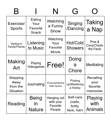 Coping Skills Bingo! Bingo Card