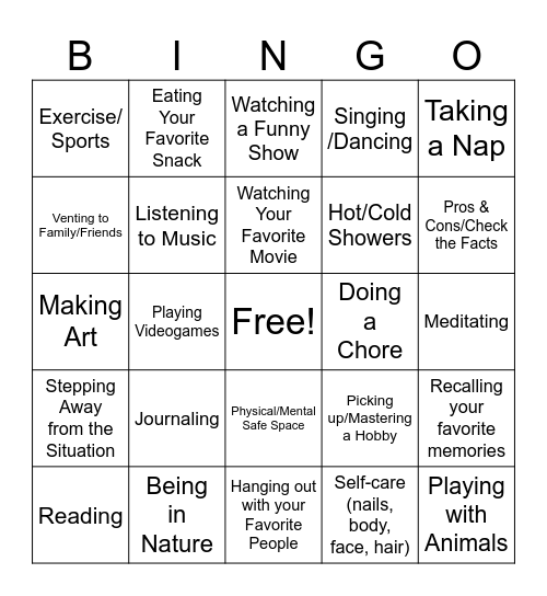 Coping Skills Bingo! Bingo Card