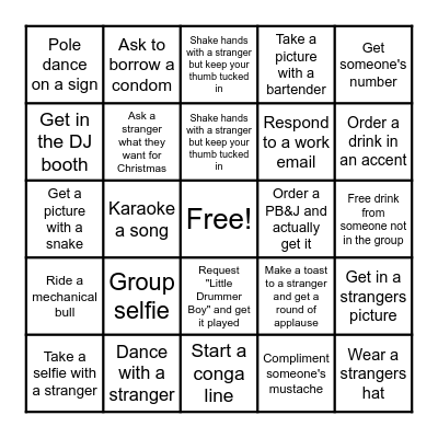 Bar Bingo Card