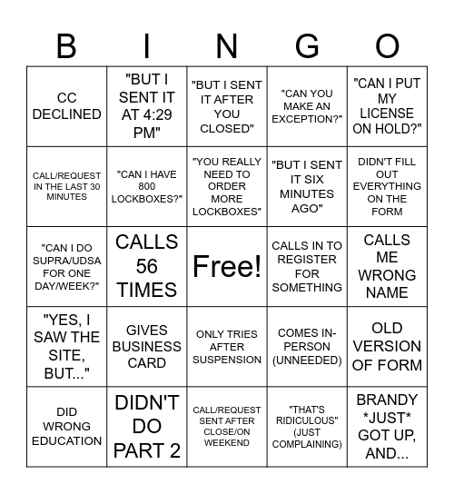 BUY OFFICE LUNCH BINGO Card