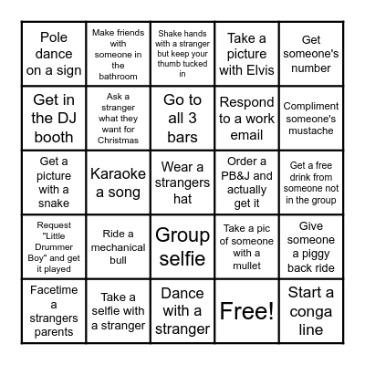 Bar Bingo Card