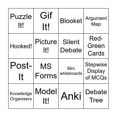 Progress & Learning Mentor Bingo Card