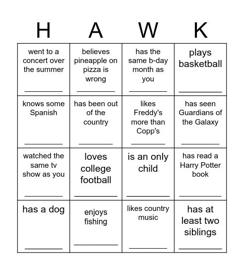 Untitled Bingo Card
