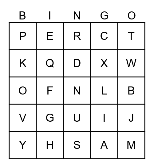 ALPHABET Bingo Card