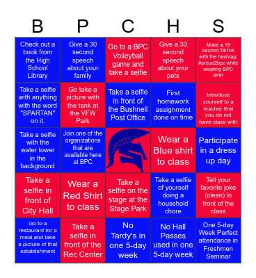 FRESHMEN SEMINAR BINGO Card
