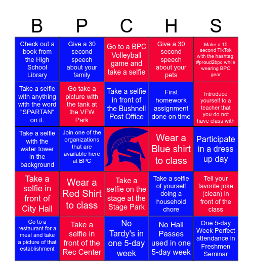 FRESHMEN SEMINAR BINGO Card