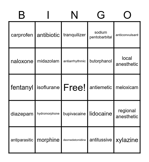 Fun with Pharm Bingo Card