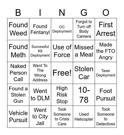 FTO Bingo Card