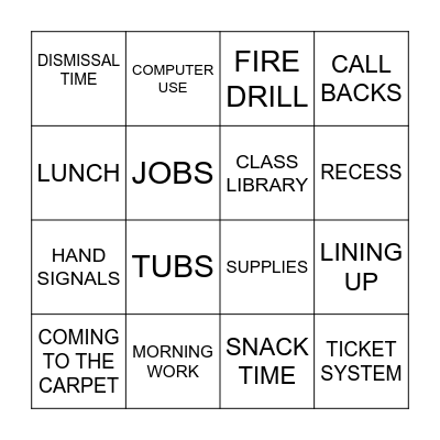 PROCEDURES BINGO Card